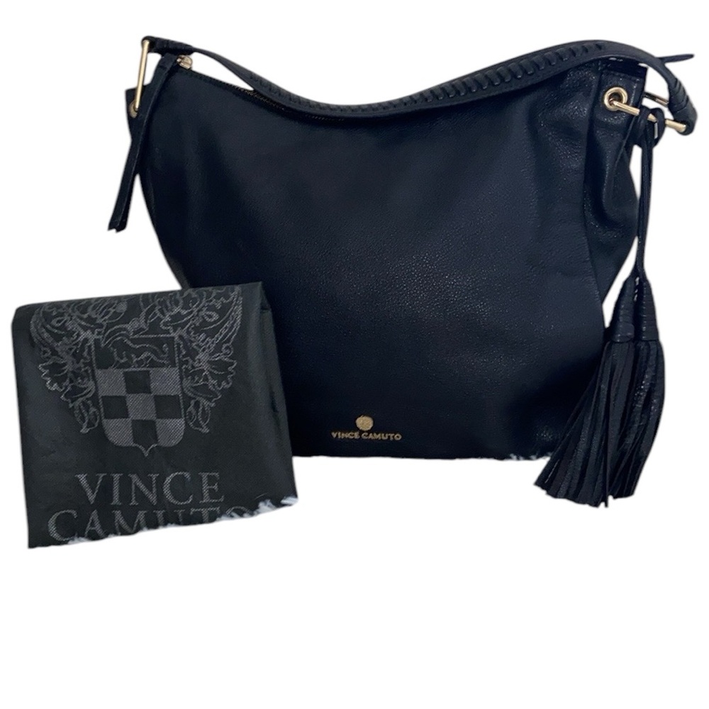 Vince Camuto Cesil Hobo shoulder bag doubleTassel blk pebbled leather w/Dustbag - Picture 6 of 13